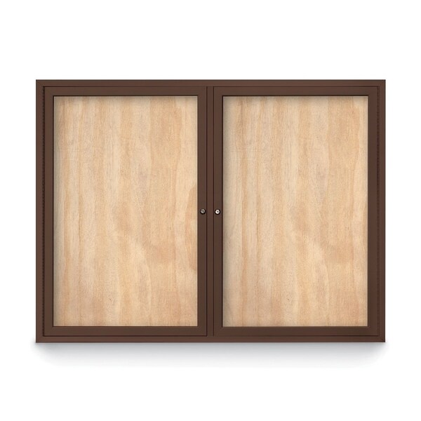 Slim Enclosed Corkboard, 11"x13-1/2", Satin Alum Frame/Buff